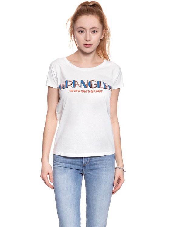Wrangler Wrangler T-Shirt T-SHIRTS SS Biały Regular Fit