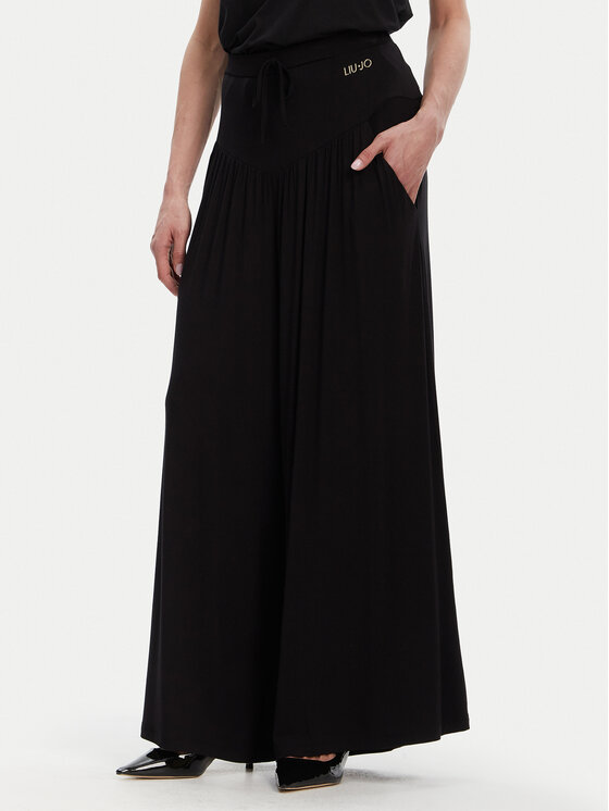 Liu Jo Beachwear Liu Jo Beachwear Pantaloni di tessuto VA5039 JS360 Nero Relaxed Fit