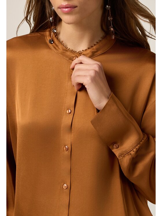 Oltre Oltre Camicia 5050J000876N027 Arancione scuro Baggy Fit