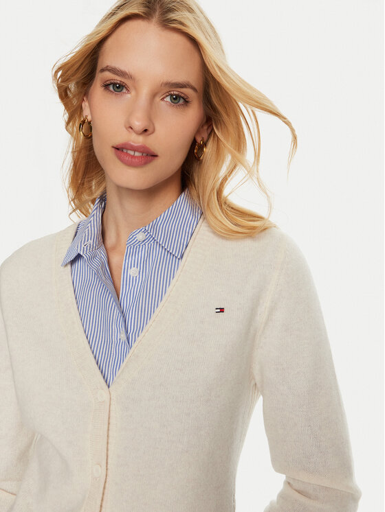 Tommy Hilfiger Tommy Hilfiger Cardigan WW0WW43092 Bej Regular Fit