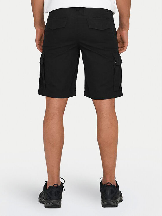 Only & Sons Only & Sons Bavlnené šortky Loc Cargo 22029214 Čierna Regular Fit