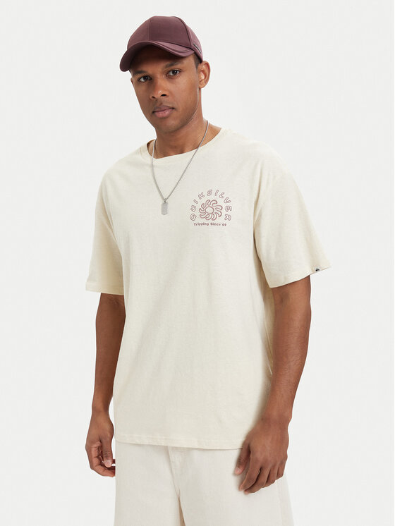 Quiksilver Quiksilver T-Shirt Curve Palm EQYZT08303 Kremowy Regular Fit