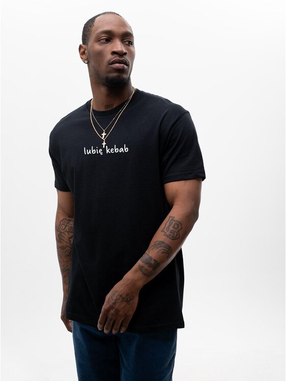 MyStars MyStars T-Shirt Koszulka Z Krótkim Rękawem Męska Czarna MyStars Lubię Kebab XXL Czarny Regular Fit