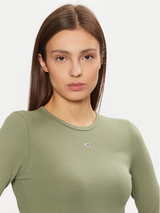Tommy Jeans Tommy Jeans Bluza Essential DW0DW17387 Zelena Slim Fit
