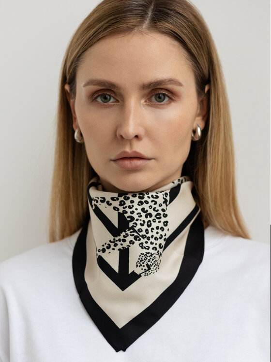 Apaszka Sine Silk, Écru, jedwabna 53 LAMPARTY