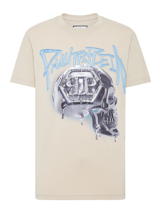 PHILIPP PLEIN PHILIPP PLEIN T-Shirt 4693 Beżowy Regular Fit