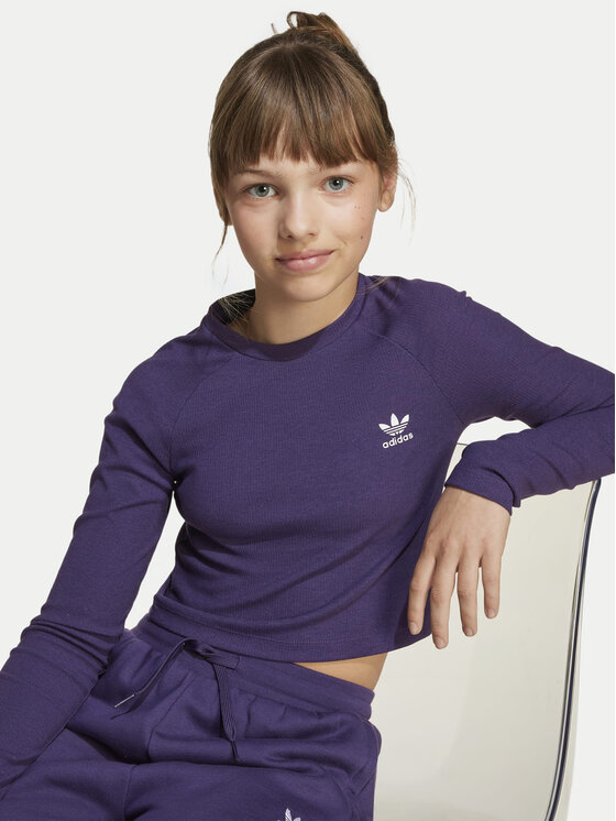 adidas adidas Bluzka JW2600 Fioletowy Slim Fit