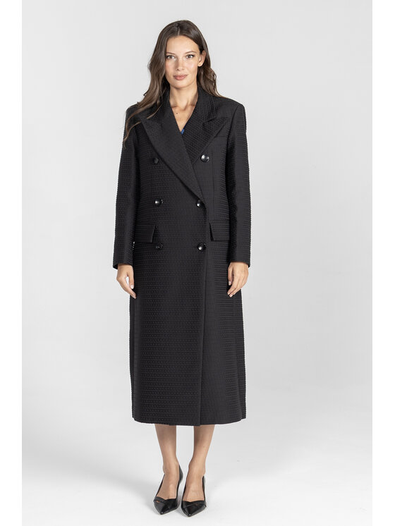 Deni Cler Milano Deni Cler Milano Płaszcz T-DC-8059-E5-10-90-1 Czarny Regular Fit