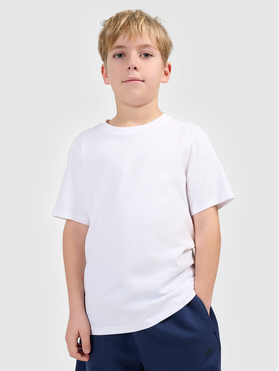 4F 4F T-Shirt BASIC+ Biały Oversize