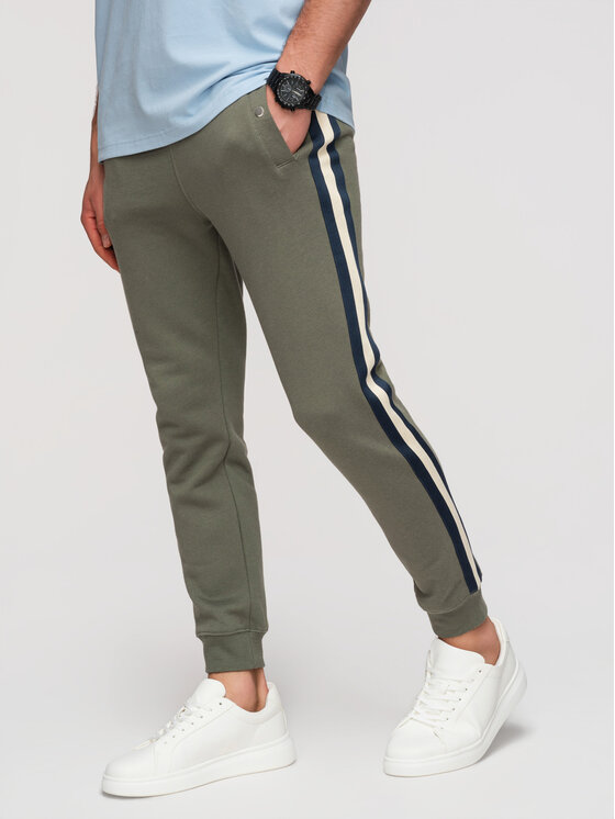 Ombre Ombre Spodnie dresowe P1519 Zielony Regular Fit