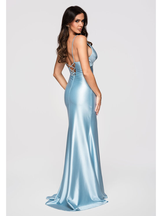 Ombre Ombre Sukienka wieczorowa LA-OM-DLR356 Niebieski Slim Fit