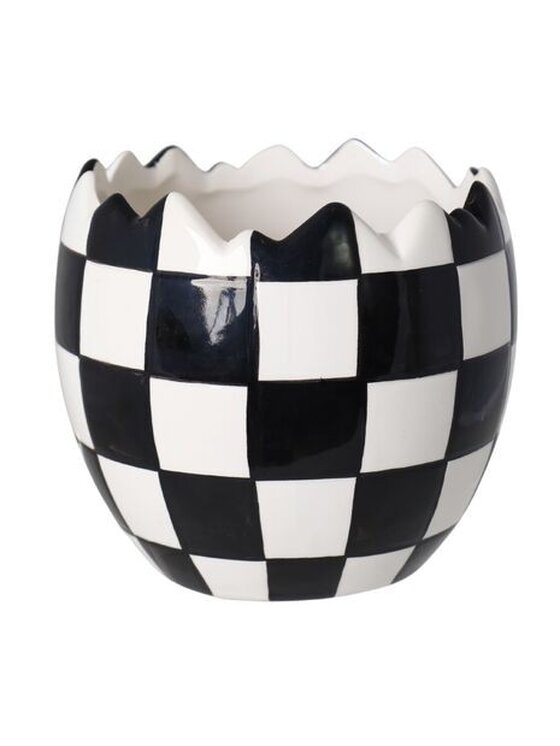 MIAhome MIAhome Osłonka w czarno-białą kratkę 16x14x14 cm SKORUPKA Kolorowy