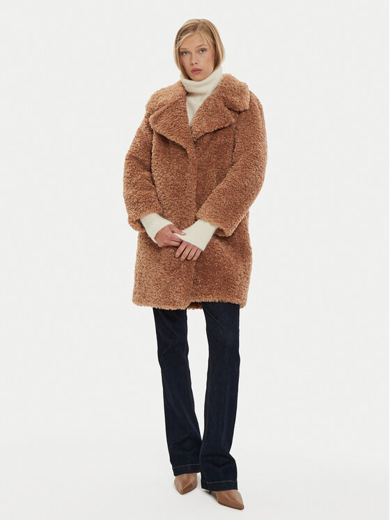 Marella Marella Pelzmantel Afro 2423456022 Beige Regular Fit