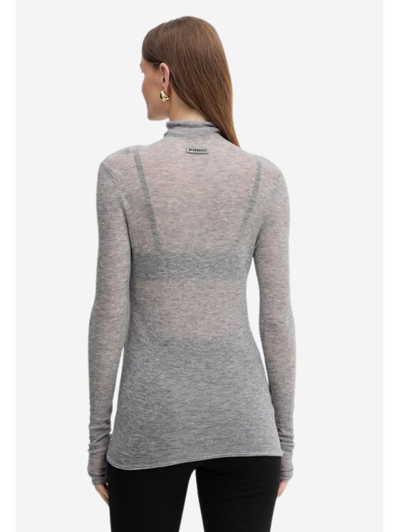 PINKO PINKO Dolcevita Moss maglia ultrafine con micropaillettes Grigio Slim Fit