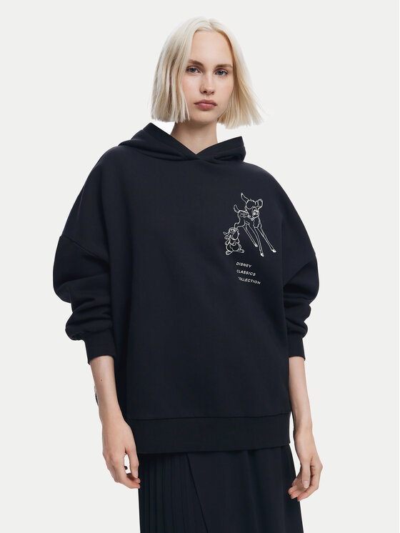 Desigual Desigual Μπλούζα Bambi 24WWSK09 Μαύρο Oversize
