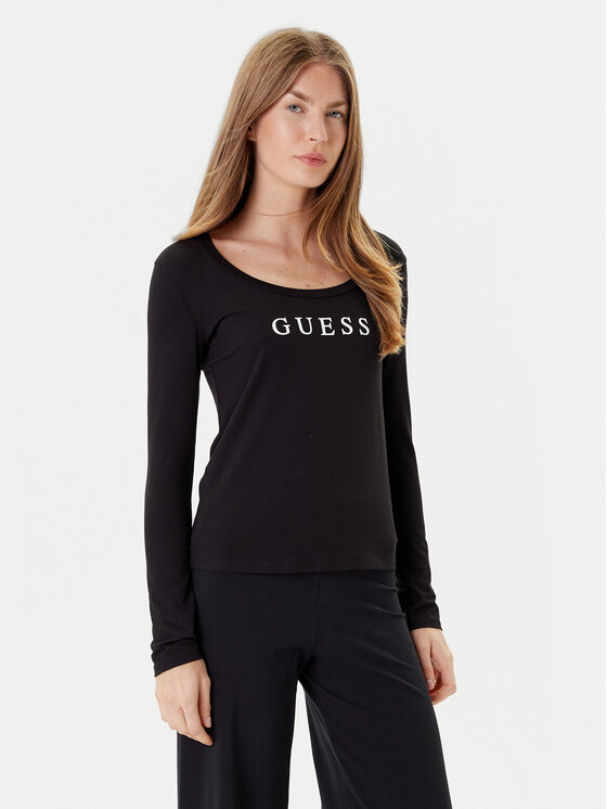 Guess Guess Bluză O5RI00 KBBU1 Negru Regular Fit