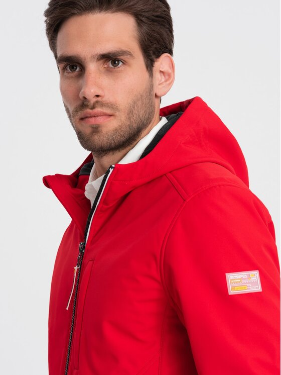 Ombre Ombre Kurtka softshell OM-JANP-0137 Czerwony Regular Fit