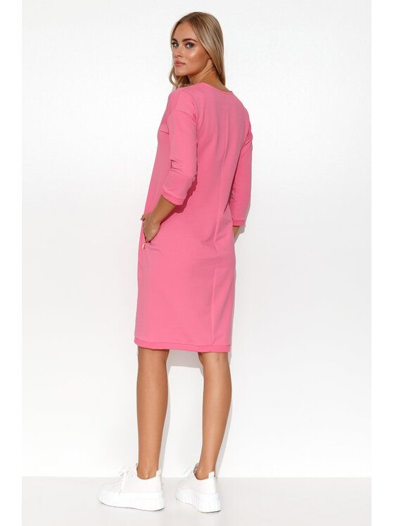 Makadamia Makadamia Sukienka codzienna M779 Różowy Comfort Fit