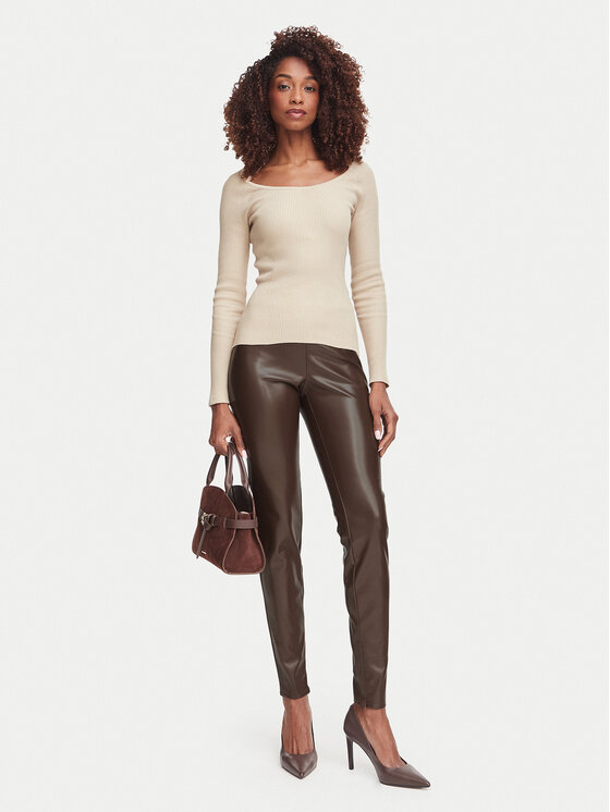 Guess Guess Legginsy W4BB18 WGIK0 Khaki Slim Fit