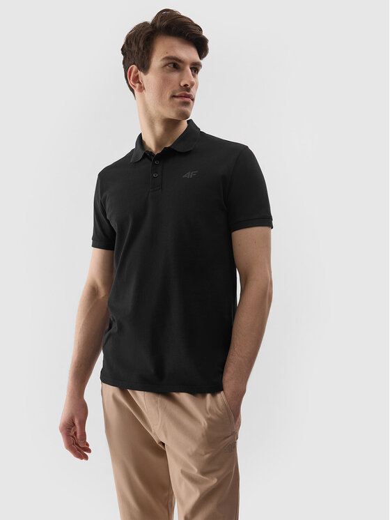 4F 4F Polo 4FWSS24TPTSM130-20S Czarny Regular Fit