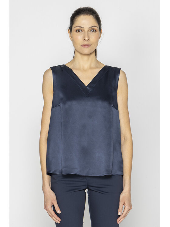 Deni Cler Milano Deni Cler Milano Top W-DC-0003-E2-L1-58-1 Granatowy Loose Fit