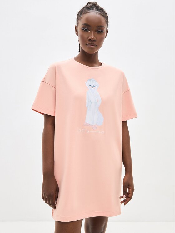 CAT by maniita lacitta CAT by maniita lacitta Koszula nocna Printed oversized T-shirt SPA CAT Beżowy Relaxed Fit
