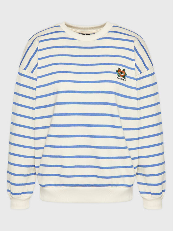 Kaotiko Kaotiko Μπλούζα Heart Stripes AL007-01-M002 Μπεζ Relaxed Fit