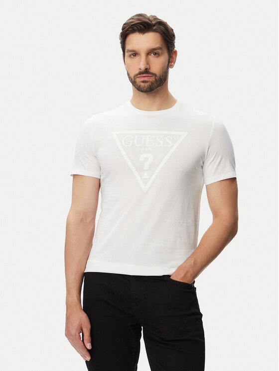 Guess Tricou M6YI71 K3745 Alb Slim Fit