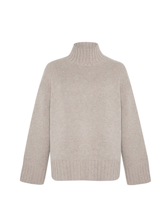 Style Republic Style Republic Golf Sweter o kroju oversize typu boxy, z mieszanki kaszmiru i wełny Brązowy jasny Boxy Fit