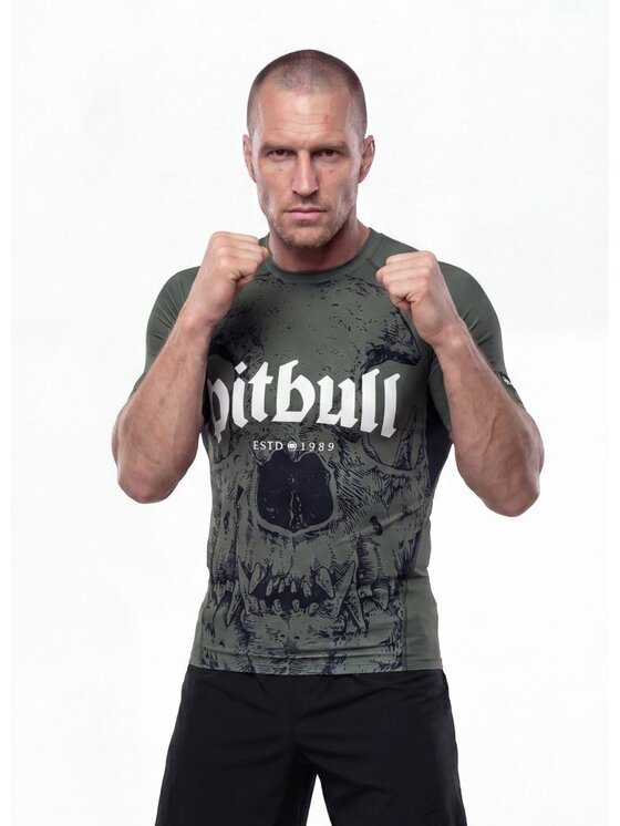 PITBULL PITBULL Koszulka techniczna SKULL LOGO Zielony Regular Fit