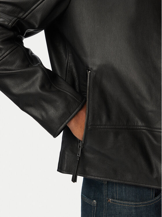 HUGO HUGO Кожено яке Likos 50564039 Черен Slim Fit