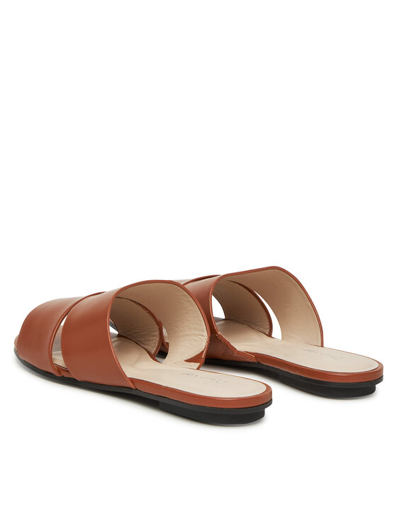 Calvin Klein Calvin Klein Natikači Flat Slide - Lth 2 Straps HW0HW02365 Rjava