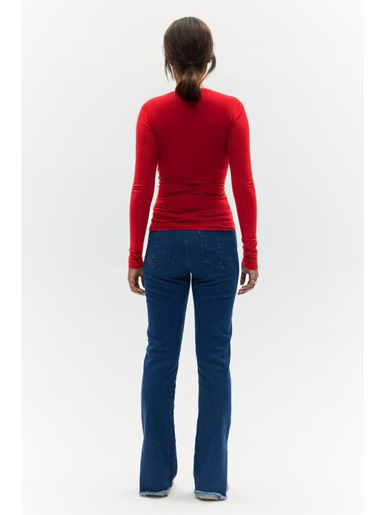 BENU BENU Bluzka Drapowana Czerwony Slim Fit