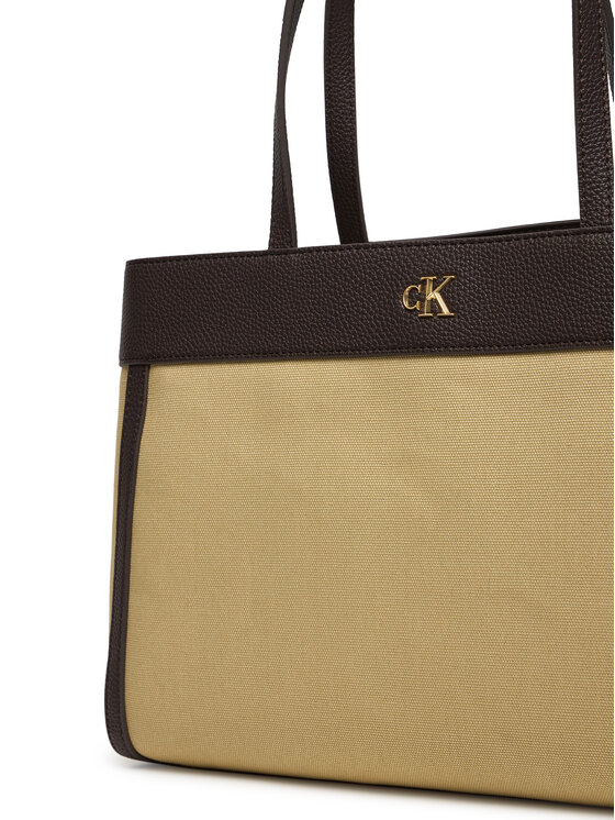 Calvin Klein Calvin Klein Torebka Ck Canvas Medium Tote LV04F3503G Beżowy