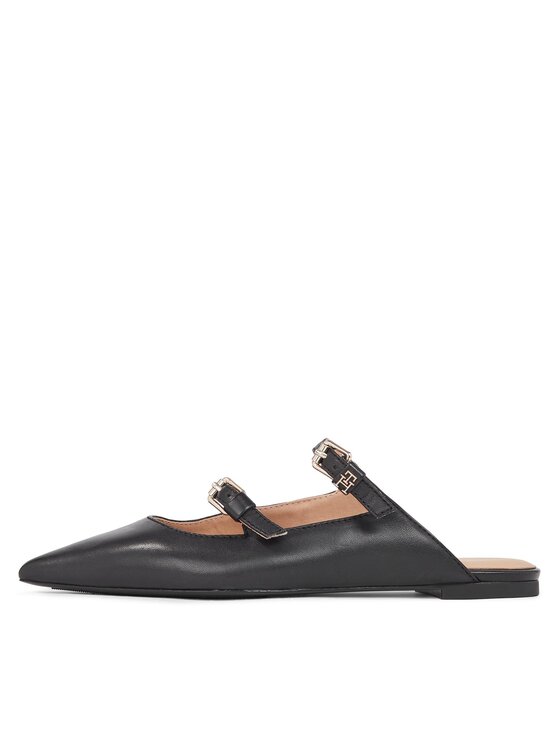 Tommy Hilfiger Tommy Hilfiger Klapki Th Pointy Leather Mule FW0FW07722 Czarny