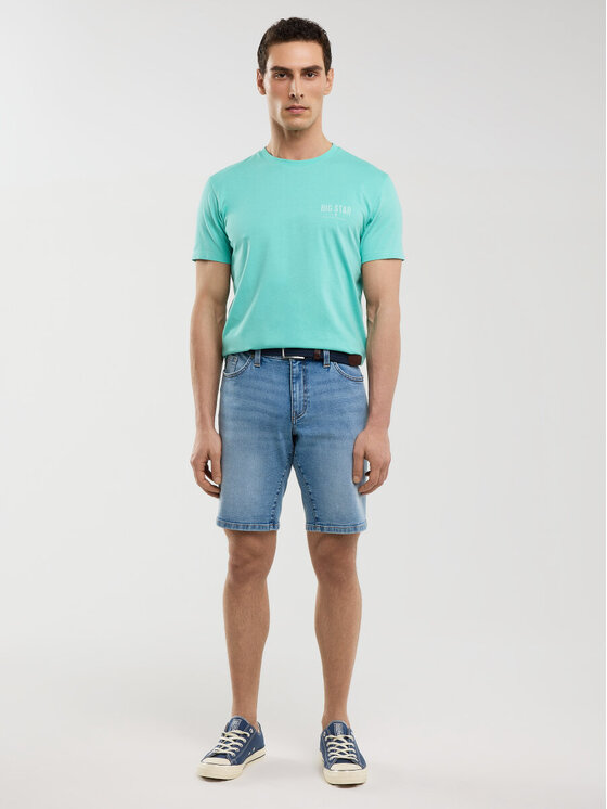 BIG STAR BIG STAR T-Shirt BRUNOMI_302_150 Turkusowy Basic Fit