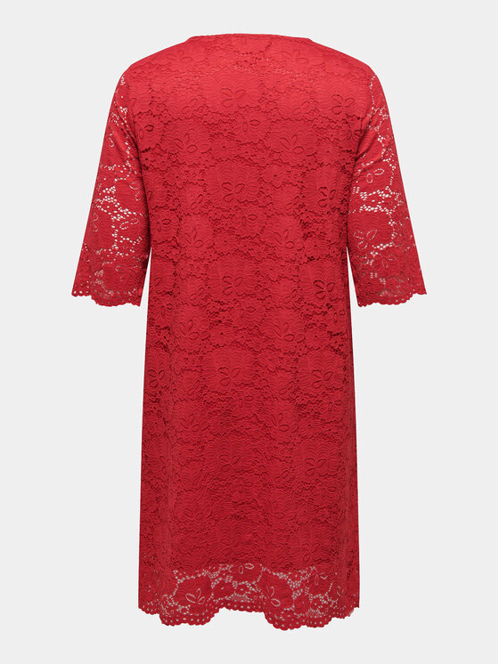 ONLY Carmakoma ONLY Carmakoma Kokteiļkleita Summer 15309315 Sarkans Regular Fit