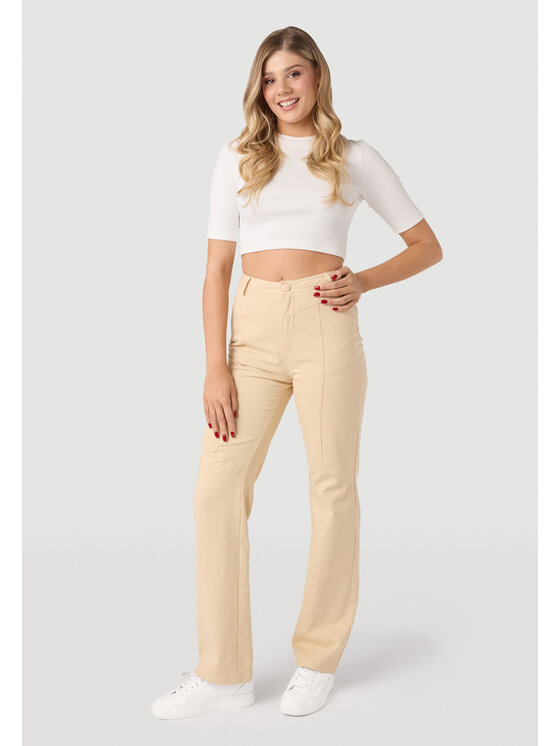LAURELLA LAURELLA Kalhoty z materiálu LAURELLA 3TU001102 Béžová Regular Fit