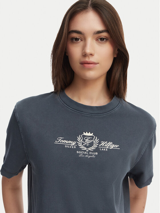 Tommy Hilfiger Tommy Hilfiger Tričko Crest WW0WW48713 Tmavomodrá Relaxed Fit