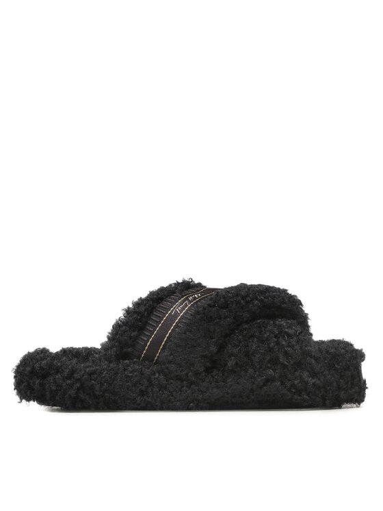 Papuci de casă Tommy Hilfiger Sherpa Fur Home Straps FW0FW06576 Black BDS