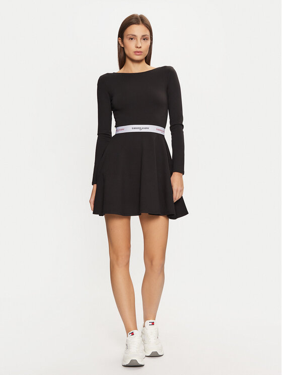 Tommy Jeans Tommy Jeans Rochie de zi DW0DW19465 Negru Slim Fit
