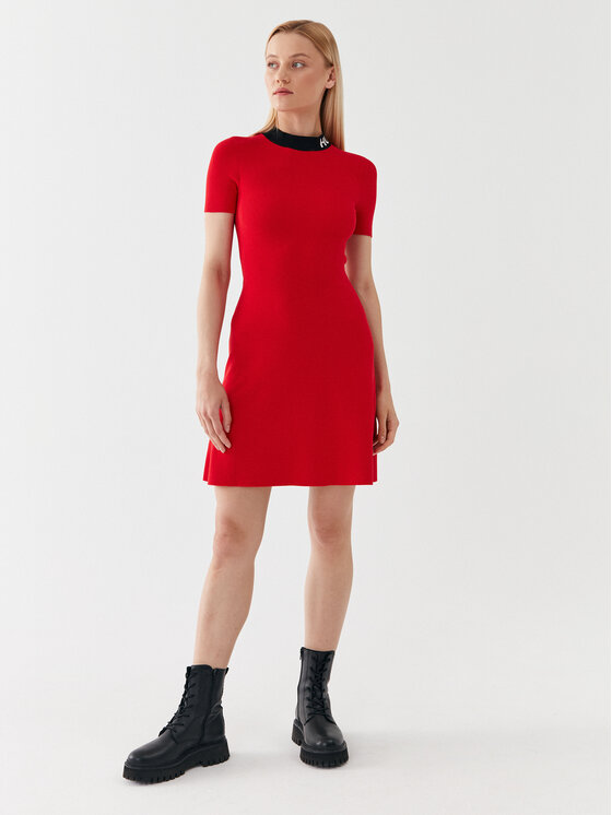 HUGO Hugo Pletena obleka Sarty 50495572 Rdeča Slim Fit