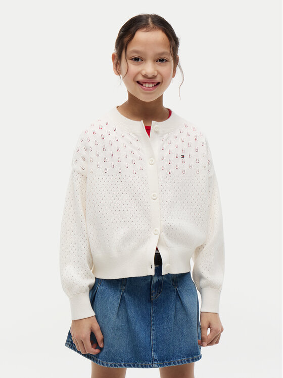 Tommy Hilfiger Cardigan Pointelle KG0KG09503 Crem Relaxed Fit