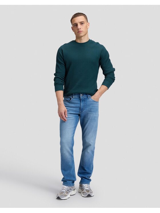 Lee Lee Sweter LS WAFFLE TEE Zielony Regular Fit