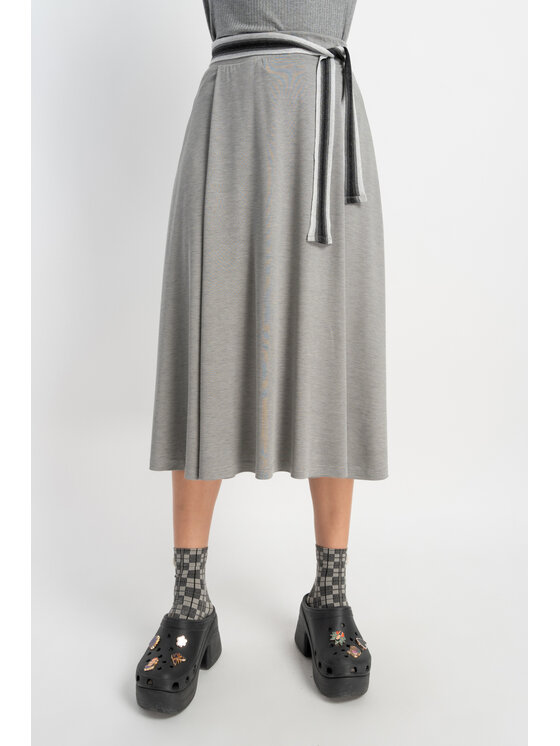 CLICK CLICK Midi sukně 50-712 Šedá Comfort Fit
