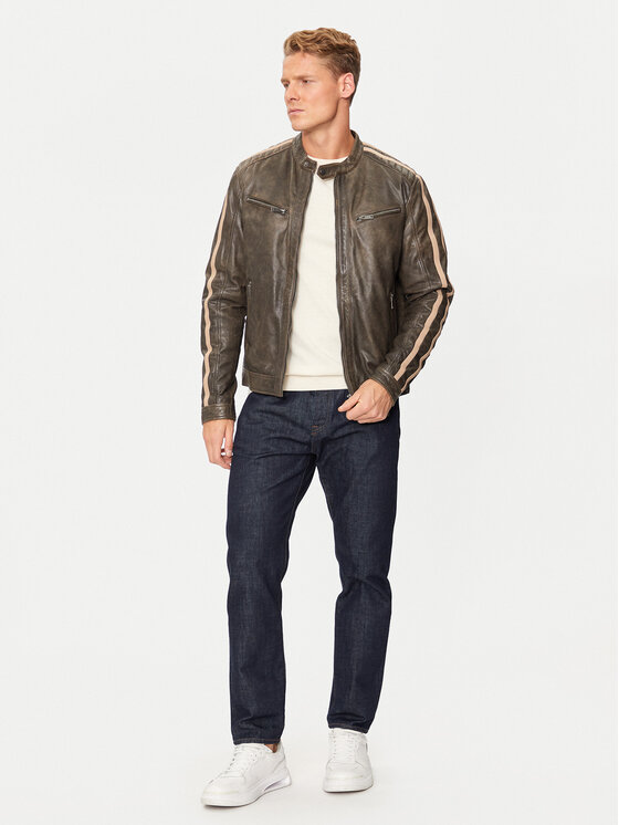 Serge Pariente Serge Pariente Lederjacke Alon 2 Braun Regular Fit