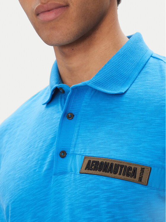 Aeronautica Militare Aeronautica Militare Тениска с яка и копчета 251PO1865J680 Син Regular Fit