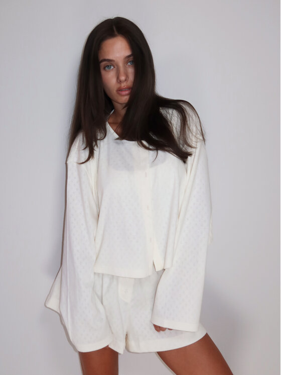 MissDenim MissDenim Mikina Pajama Overshirt Béžová Regular Fit