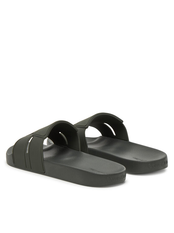 Calvin Klein Calvin Klein Şlapi Pool Slide Double T HM0HM01752 Kaki