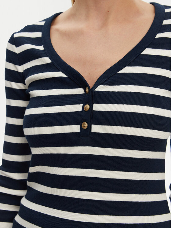 Tommy Hilfiger Tommy Hilfiger Majica Henley WW0WW43905 Tamnoplava Slim Fit